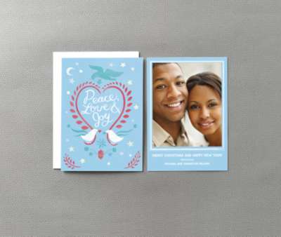 Doves Blue: Christmas Photo Card