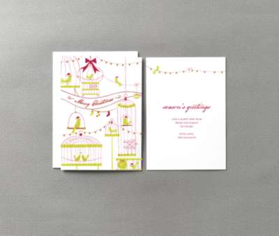 Christmas Birdcages: Letterpress Christmas Card
