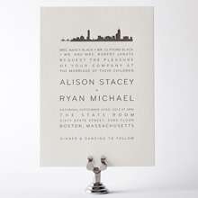 Boston Skyline: Letterpress Wedding Invitation