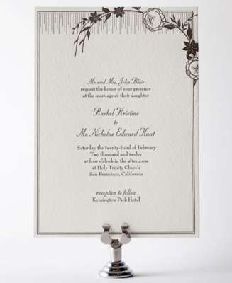 French Deco Letterpress Wedding Invitation