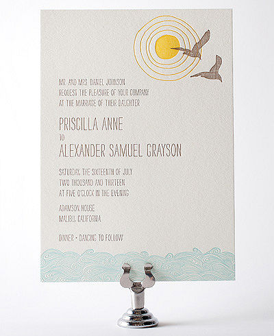 Seagulls---Letterpress Wedding Invitation