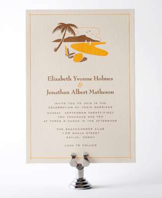 Visit Hawaii Letterpress Wedding Invitation