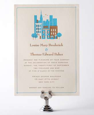 Visit New York Letterpress Wedding Invitation
