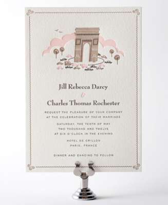Visit Paris Letterpress Wedding Invitation