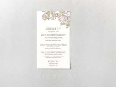Nouveau Peonies Digital Menu Card