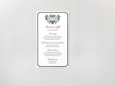 Woodland Damask---Letterpress Menu Card