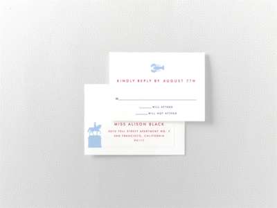 Boston Skyline---Letterpress RSVP Card