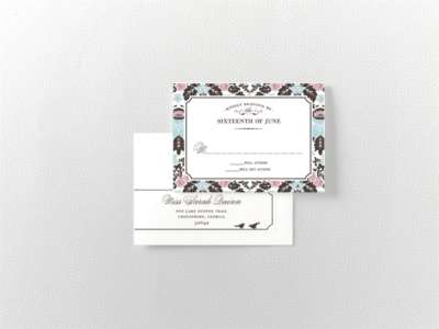Woodland Damask---Letterpress RSVP Card