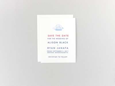 Boston Skyline---Letterpress Save the Date