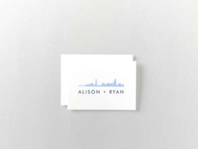 Boston Skyline---Letterpress Folded Note Card