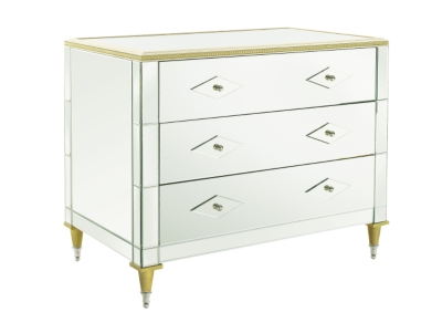 Belvedere Chest with Mirrored Top & Wood Base