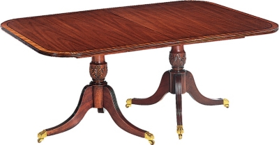 <Baltimore Double Pedestal Dining Table (Top) & Fluted Saber Pedestals