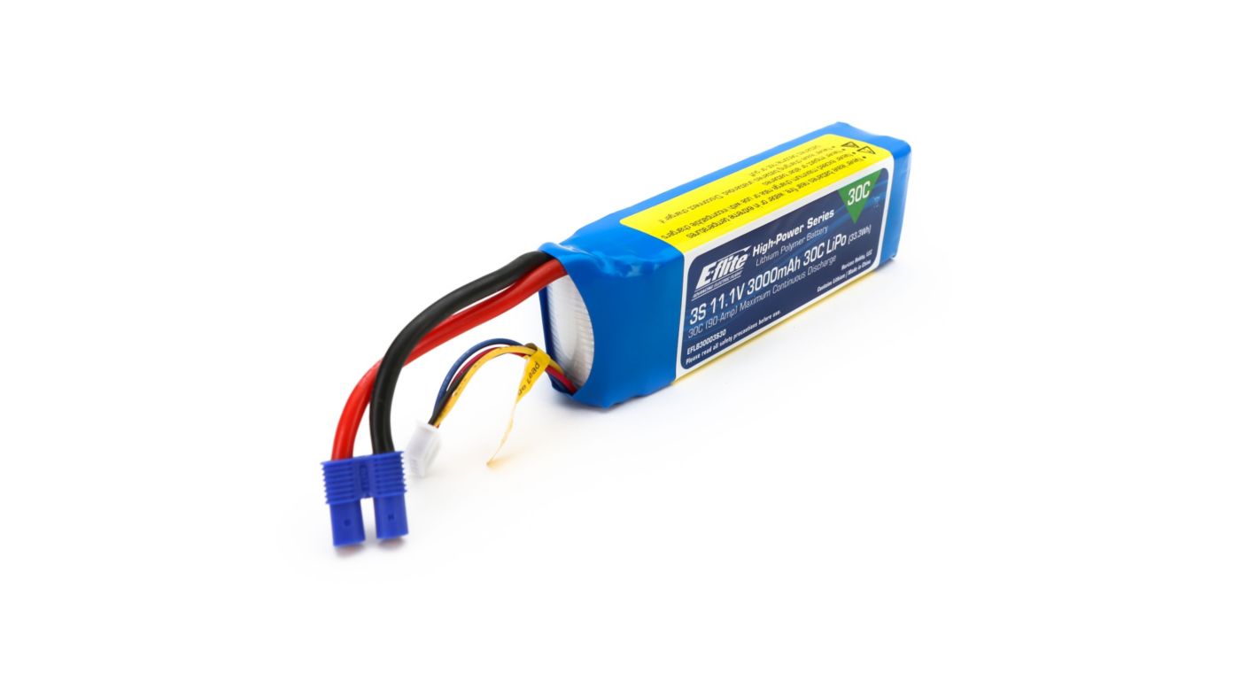 Image for 3000mAh 3S 11.1V 30C LiPo, 12AWG, EC3 from HorizonHobby