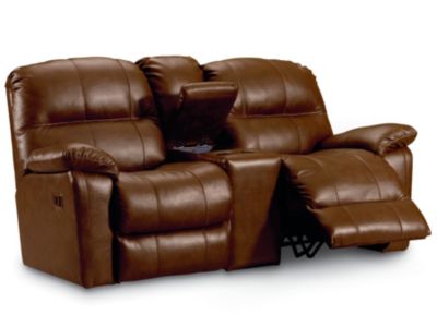 <345-43  : Manning Double Reclining Console Loveseat With Storage