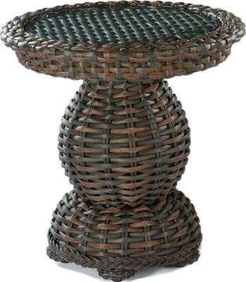 South Hampton End Table Woven Top W/Glass