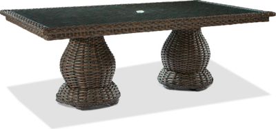 South Hampton 44 X 84 Dble Pedestal Dining Tbl W/Glass