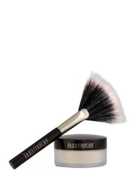 Invisible Loose Setting Powder with Fan Powder Brush Invisible Loose Setting Powder with Fan Powder Brush
