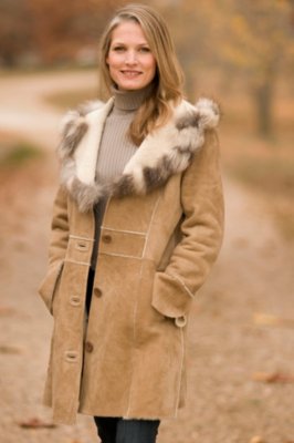 Women’s Gwyneth Shearling Sheepskin Coat with Fox Fur Trim