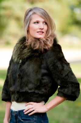 Women’s Ava Rose Rabbit Fur Jacket with Raccoon Fur Trim