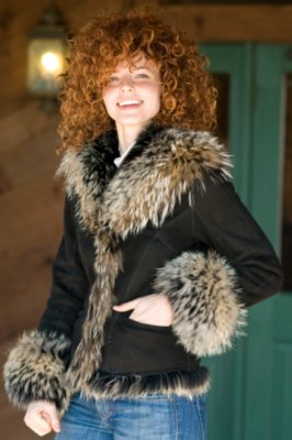 Women's Vidal Shearling Coat with Coyote Trim