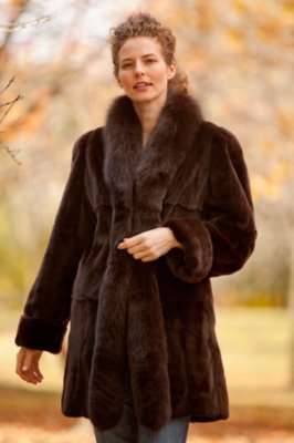 Women’s Faye Reversible Leather and Sheared Mink Fur Coat 