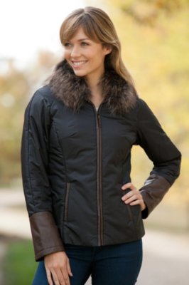Women's Lucille Windbreaker with Raccoon Fur Trim