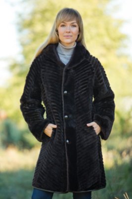 Women's Geraldine Reversible Shearling Sheepskin Coat with Leather Trim