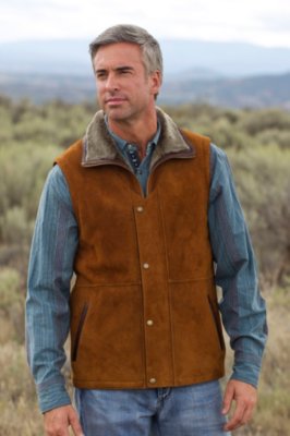 Men's Shearling Zip Snap Vest