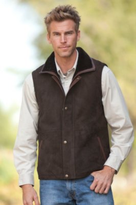 Men's Rockford Shearling Sheepskin Vest with Leather Trim