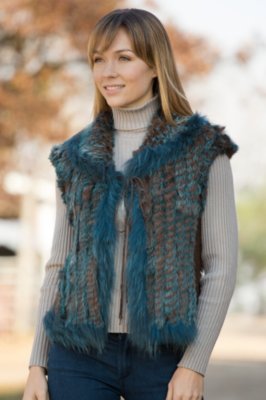 Women's Sweetbriar Vest with Knitted Rabbit Fur & Fox Fur Trim