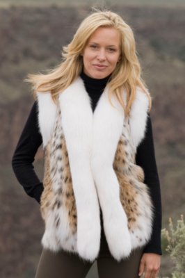 Women's Cat Lynx Vest with Fox Tuxedo