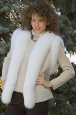 Women's Sheared Beaver Vest with Fox Trim