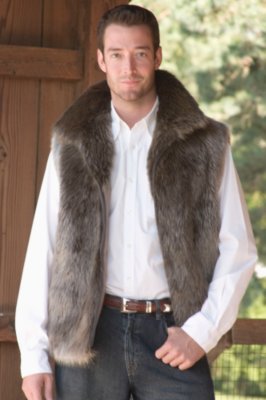 Men's Long Haired Beaver Zip Vest