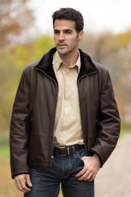 Men's Jayden Calfskin Leather Jacket with Shearling Lining