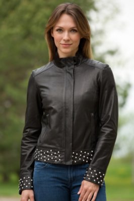 Women's Marissa Lambskin Leather Jacket with Swarovski Crystals