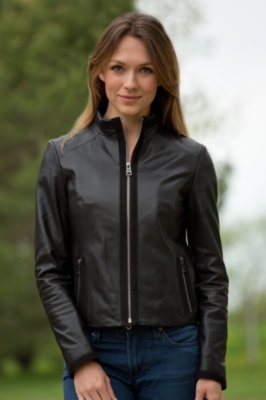 Women's Brinda Lambskin Leather Jacket with Suede Trim