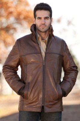 Men's Grayson Lambskin Leather Jacket with Shearling Lining