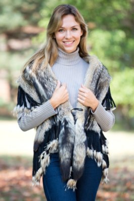 Women's Carillon Fox Fur Fringe Wrap