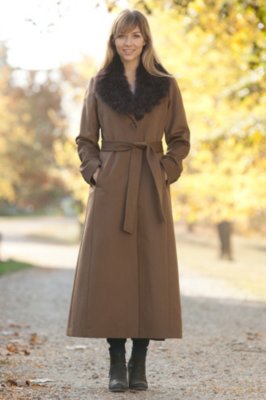 Women's Xena Angora Wool Coat with Fox Fur Trim