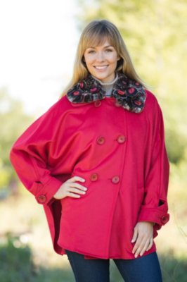 Women's Jacinda Angora Wool Jacket with Rabbit Fur Collar
