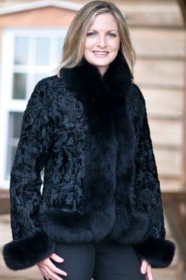 Women's Swakara Jacket With Fox Trim
