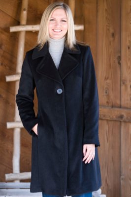 Women's Angora Coat with Notch Collar