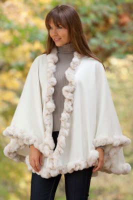 Women’s Charmaine Angora Cape with Rabbit Fur Trim