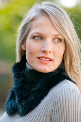 Women’s Chenille Scarf with Rabbit Fur Trim