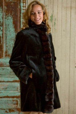 Women's 35" Sheared Mink with Chinchilla