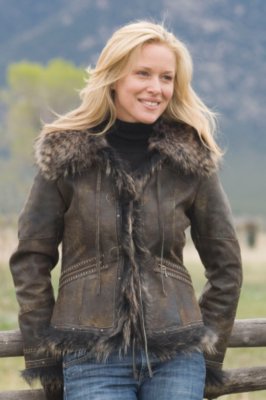 Women's Double Face Rabbit Jacket with Finn Collar