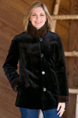 Women's 28" Reversible Sheared Mink to Silk Coat