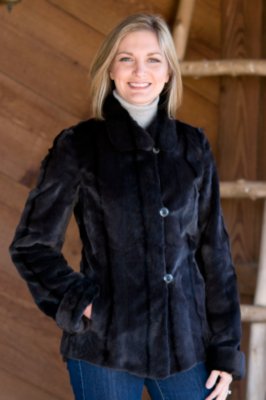 Women's 27" Sheared Mink Jacket Reversible to Silk