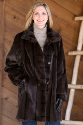 Women's 35" Sheared Mink Coat Reversible to Silk