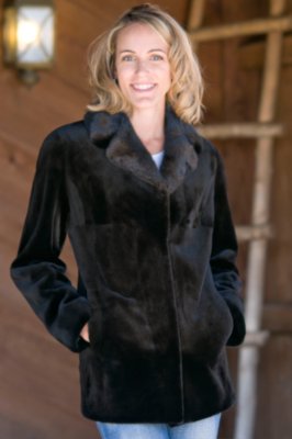 Women's Sheared Mink Coat with Mink Trim